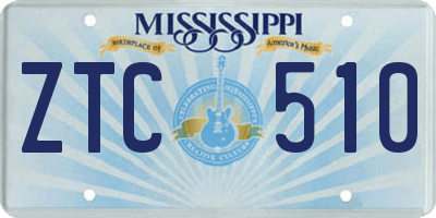 MS license plate ZTC510