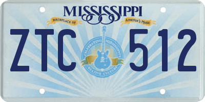 MS license plate ZTC512