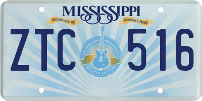 MS license plate ZTC516