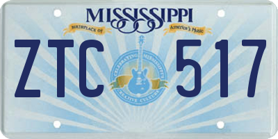 MS license plate ZTC517
