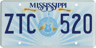 MS license plate ZTC520