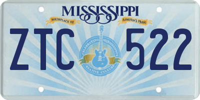 MS license plate ZTC522