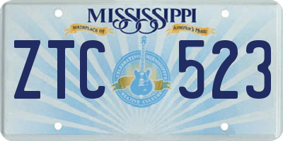 MS license plate ZTC523