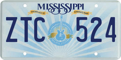 MS license plate ZTC524