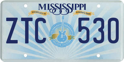 MS license plate ZTC530