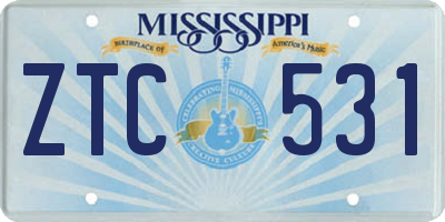 MS license plate ZTC531