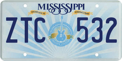 MS license plate ZTC532