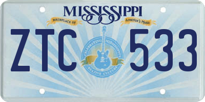 MS license plate ZTC533