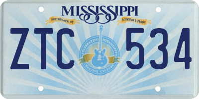 MS license plate ZTC534