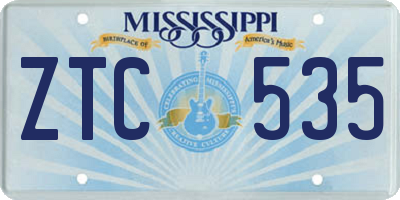 MS license plate ZTC535