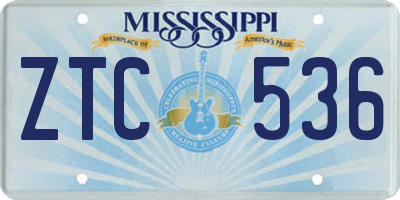 MS license plate ZTC536