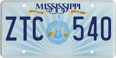 MS license plate ZTC540