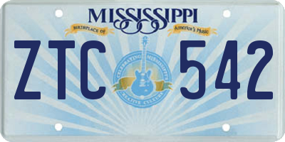 MS license plate ZTC542
