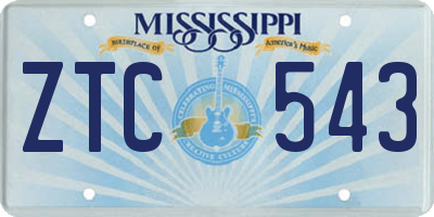 MS license plate ZTC543