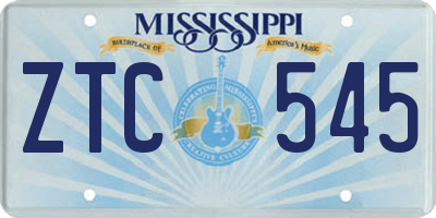 MS license plate ZTC545