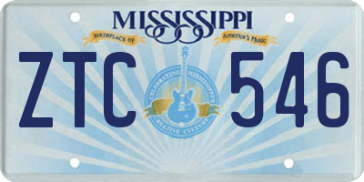 MS license plate ZTC546