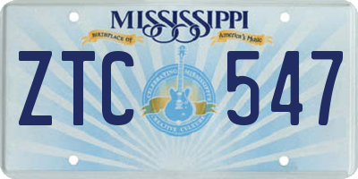 MS license plate ZTC547