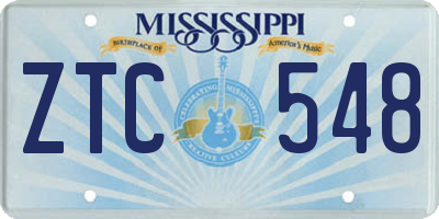 MS license plate ZTC548