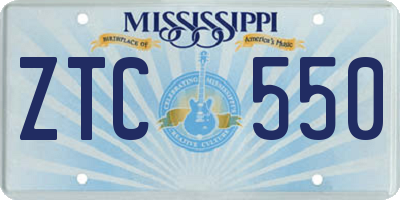 MS license plate ZTC550