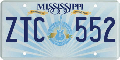 MS license plate ZTC552
