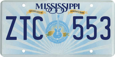 MS license plate ZTC553