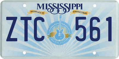 MS license plate ZTC561