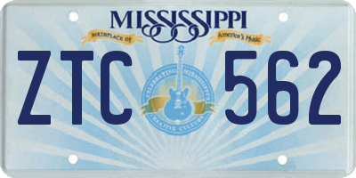 MS license plate ZTC562