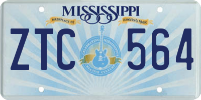 MS license plate ZTC564