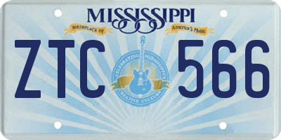 MS license plate ZTC566