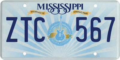 MS license plate ZTC567