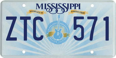 MS license plate ZTC571