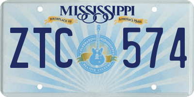 MS license plate ZTC574