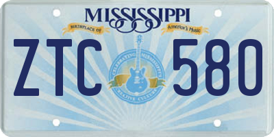 MS license plate ZTC580