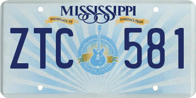 MS license plate ZTC581
