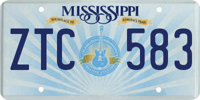 MS license plate ZTC583