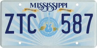 MS license plate ZTC587