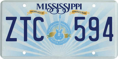 MS license plate ZTC594