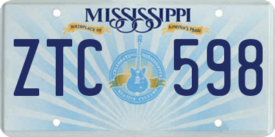 MS license plate ZTC598
