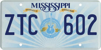 MS license plate ZTC602