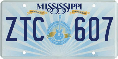 MS license plate ZTC607