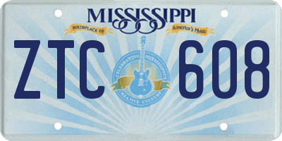 MS license plate ZTC608
