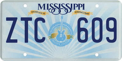 MS license plate ZTC609