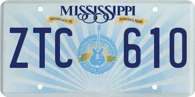 MS license plate ZTC610