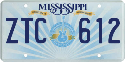 MS license plate ZTC612