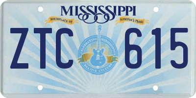 MS license plate ZTC615
