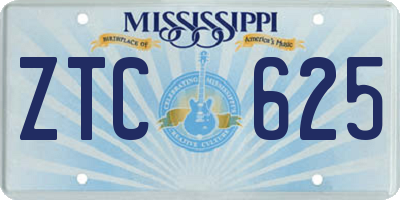 MS license plate ZTC625