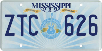 MS license plate ZTC626