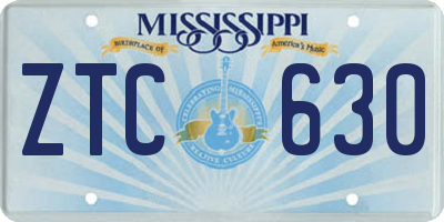 MS license plate ZTC630