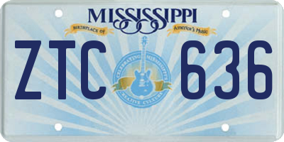 MS license plate ZTC636