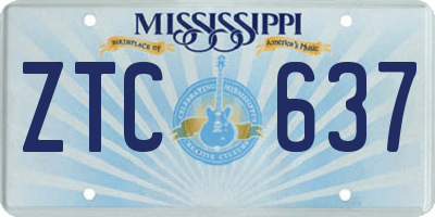 MS license plate ZTC637